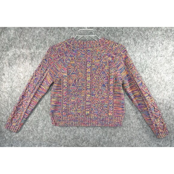 Gap Sweater Women’s M Pink Rainbow Cable Knit Pullover Marled Chunky Textured - Picture 4 of 10